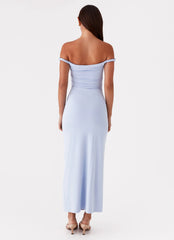 Arabella Twist Shoulder Maxi Dress Blue