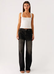 Back Again Straight Leg Denim Jeans Acid Charcoal