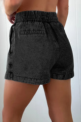 Hazel Blues® | Drawstring High Waist Denim Shorts