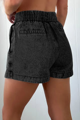 Hazel Blues® | Drawstring High Waist Denim Shorts
