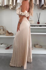 Hazel Blues® | Off-Shoulder Top and Pleated Pants Set
