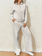 Hazel Blues® | Collared Sweatshirt and High Waist Pants Active Set