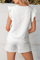 Hazel Blues® | Bow Texture Round Neck Top and Shorts Set
