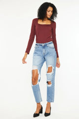 Hazel Blues® | Kancan High Rise Distressed Boyfriend Jeans