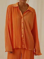 Hazel Blues® | Button Up Long Sleeve Top and Pants Set
