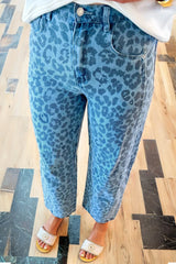 Hazel Blues® | Leopard Print High-Waisted Relaxed Fit Jeans