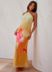 Chloe Maxi Dress Orange Floral