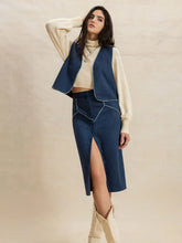 Hazel Blues® | Open Front Vest and Buttoned Skirt Set