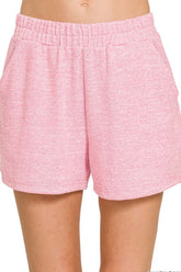 Hazel Blues® | Zenana Soft Melange Hacci Elastic Waist Band Shorts
