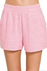 Hazel Blues® | Zenana Soft Melange Hacci Elastic Waist Band Shorts