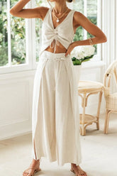 Hazel Blues® | Drawstring V-Neck Tank and Pants Set