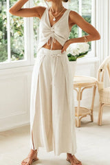 Hazel Blues® | Drawstring V-Neck Tank and Pants Set