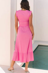 Hazel Blues® | Ruffle Trim Round Neck Top and Drawstring Skirt Set