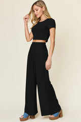 Hazel Blues® | Double Take Round Neck Top and Pants Set