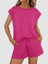 Hazel Blues® | Round Neck Cap Sleeve Top and Shorts Set