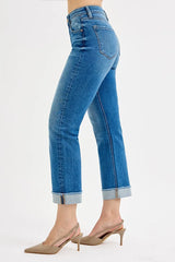 Hazel Blues® | RISEN High Rise Boyfriend Fit Ankle Jeans Plus SIze