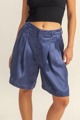 Hazel Blues® | HYFVE High-Waist Pleated Satin Shorts
