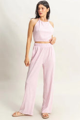 Hazel Blues® | HYFVE Striped Halter Neck Top and Pants Set