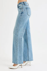 Hazel Blues® | RISEN Low Rise Ankle Boyfriend Distressed Jeans