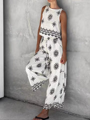Hazel Blues® | Printed Tank and Wide Leg Pants Set