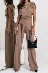 Hazel Blues® | Round Neck Top and Pants Set