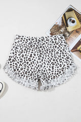 Hazel Blues® | Leopard Frayed Hem Denim Shorts