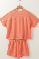 Hazel Blues® | Texture Short Sleeve Top and Shorts Set