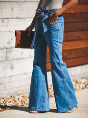 Hazel Blues® | High-Waisted Tie-Front Flare Jeans