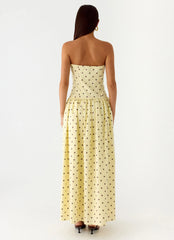 Andorra Maxi Dress Yellow Polkadot