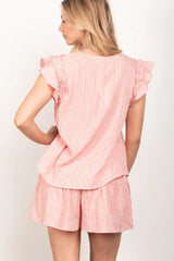 Hazel Blues® | VERY J Ruffle Cap Sleeve Top & Shorts Set