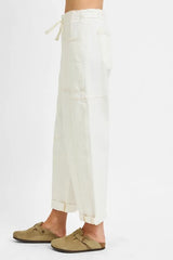 Hazel Blues® | RISEN High Rise Crop Wide Barrel Cargo Pocket Jeans