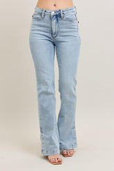 Hazel Blues® | Judy Blue Tummy Control Vintage Wash Side Slit Slim Boot Jeans