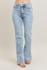 Hazel Blues® | Judy Blue Tummy Control Vintage Wash Side Slit Slim Boot Jeans