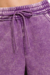 Hazel Blues® | Zenana Acid Wash Fleece Drawstring Shorts With Pockets