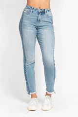 Hazel Blues® | Judy Blue Vintage Wash Side Panel Detail with Fray Hem Slim