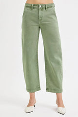 Hazel Blues® | RISEN Tummy Control High Rise Crop Barrel Jeans