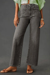 Hazel Blues® | High-Waisted Wide-Leg Vintage Wash Jeans