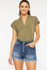 Hazel Blues® | Kancan High Rise Frayed Hem Denim Shorts