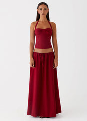 Cheryl Bustier Halter Top Cherry Red