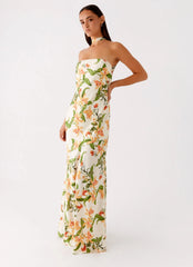 Damali Satin Maxi Dress Floral Print