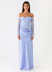 Burke Off Shoulder Maxi Dress Blue