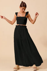 Hazel Blues® | SO ME Smocked Top and Flowy Maxi Skirt Set