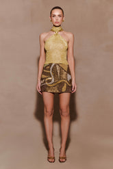 Asher Hand Beaded Abstract Mini Skirt - Gold