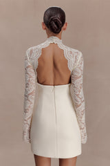 Aurelie Long Sleeve Lace Mini Dress - Ivory