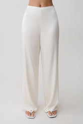 Kayla Silk Blend Straight Leg Pants - Ivory