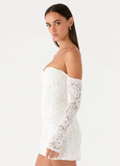 Already Know Lace Long Sleeve Mini Dress White