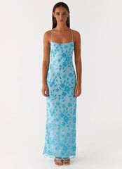 Bright Lights Beaded Maxi Dress Blue