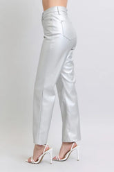Hazel Blues® | Judy Blue High Waist Silver Faux Leather Pants