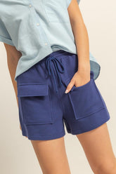 Hazel Blues® | HYFVE Drawstring Waffle Knit Front Pocket Shorts