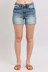 Hazel Blues® | Judy Blue High Waist Star Seam Detail Denim Shorts